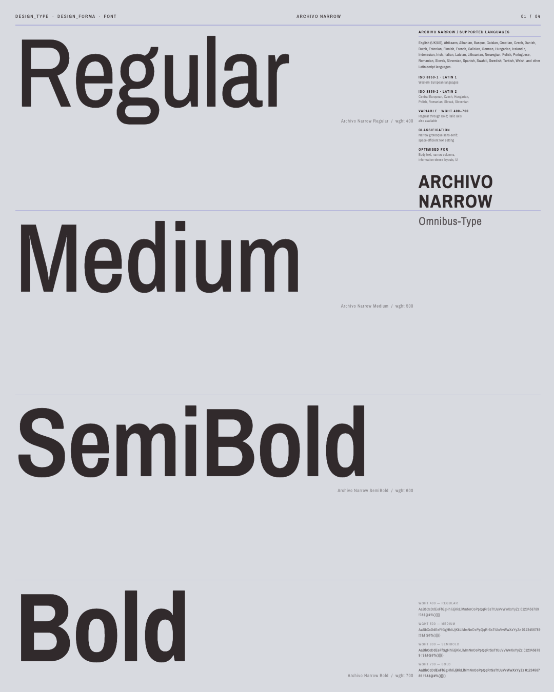Archivo Narrow weight specimen poster